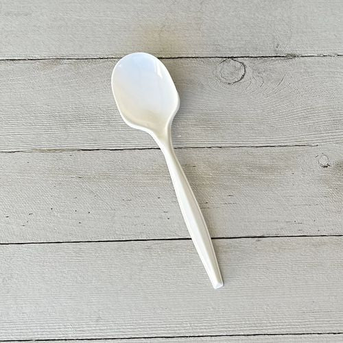 Mediumweight Polypropylene Cutlery, Soup Spoon, 4.86", Plastic, White, 1,000/carton
