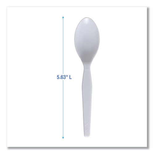 Mediumweight Polystyrene Cutlery, Spoon, Plastic, White, 100/box, 10 Boxes/carton