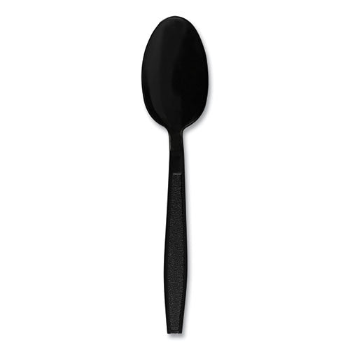 Heavyweight Polypropylene Cutlery, Spoon, Plastic, Black, 1,000/carton