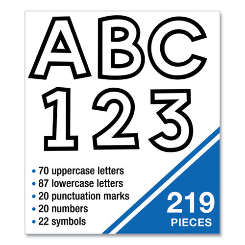 Ez Letter Combo Packs, 4" Tall, White Characters, Black Background, 219 Pieces