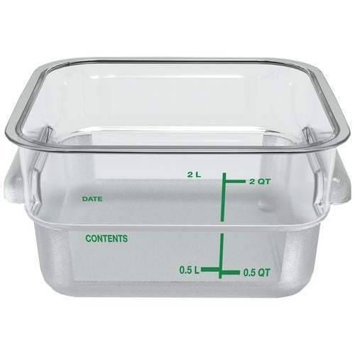 Squares Polycarbonate Food Storage Container, 2 Qt, 7.13 X 7.13 X 3.8, Clear, Plastic