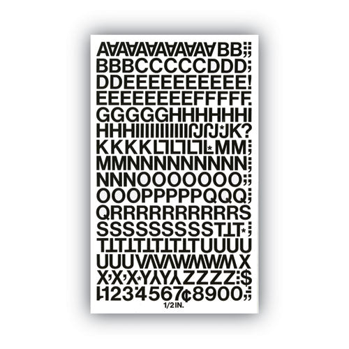 Press-on Vinyl Self-adhesive Numbers And Uppercase Letters, 0.5" Tall, Black Characters, 201/pack