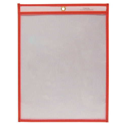 Reusable Dry Erase Pockets, Super Heavy-duty, Top Load 9 X 12 Insert, Clear Front, Neon Red Border, 30/pack