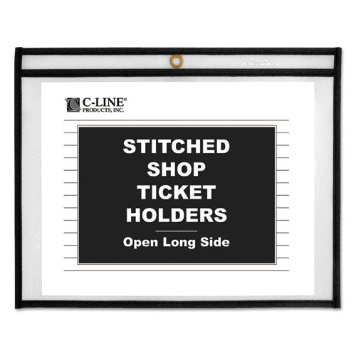 Stitched Shop Ticket Holders, Super Heavy-duty, Top Load 11 X 8.5 Insert, Clear Front, Black Border, 25/box