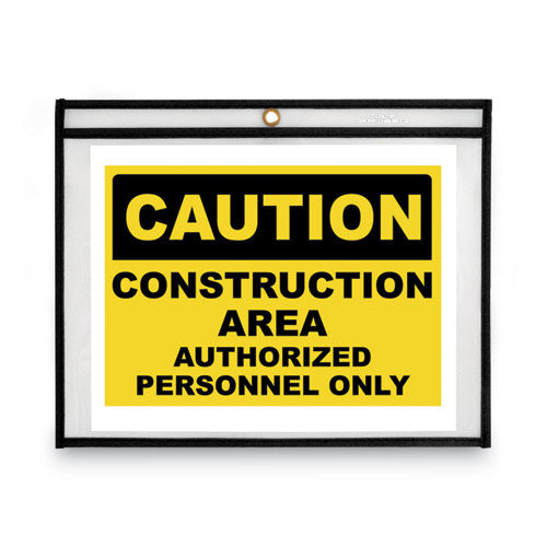 Stitched Shop Ticket Holders, Super Heavy-duty, Top Load 12 X 9 Insert, Clear Front, Black Border, 25/box