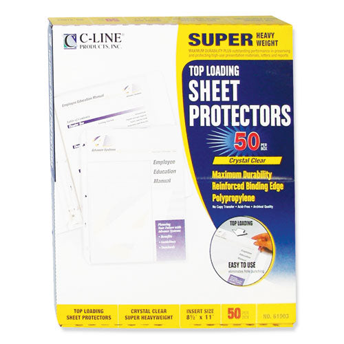 Polypropylene Sheet Protectors, Super Heavy-duty, Side: 3-hole Punched, Top Load 8.5 X 11 Insert, Clear Front, 50/box