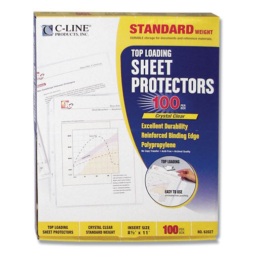 Standard Weight Polypropylene Sheet Protectors, Medium-duty, Side: 3-hole Punched, Top Load 8.5 X 11 Insert, Clear, 100/box