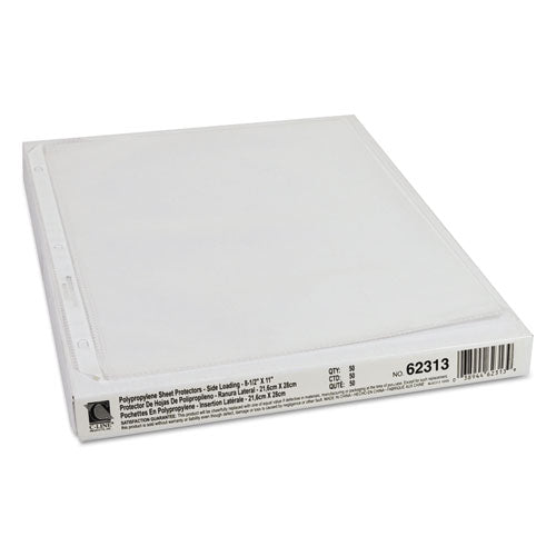 Side Loading Polypropylene Sheet Protectors, Heavy-duty, Side: 3-hole Punched, Side Load 8.5 X 11 Insert, Clear Front, 50/box