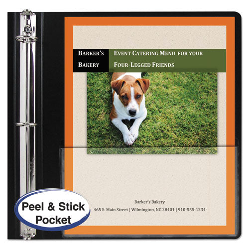 Peel And Stick Add-on Filing Pockets, 8.5 X 11, Clear, 10/pack