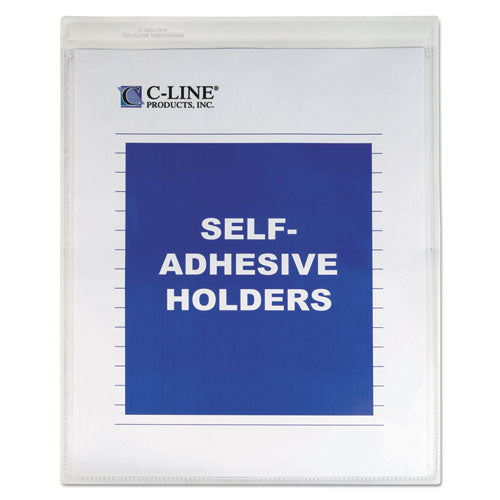 Self-adhesive Poly Shop Ticket Holders, Super Heavy-duty, Top Load 9 X 12 Insert, Clear Front, 50/box