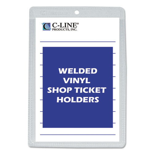 Clear Vinyl Shop Ticket Holders, Super Heavy-duty, Top Load 5 X 8 Insert, Clear Front, 50/box