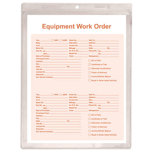 Clear Vinyl Shop Ticket Holders, Super Heavy-duty, Top Load 9 X 12 Insert, Clear Front, 50/box