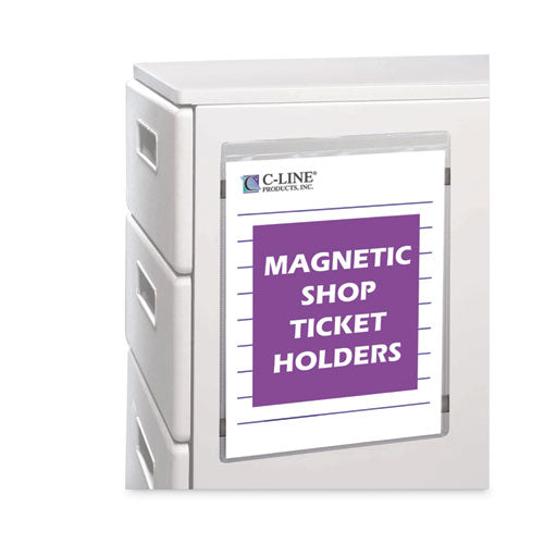 Magnetic Shop Ticket Holders, Super Heavy-duty, Top Load 8.5 X 11 Insert, Clear Front, 15/box