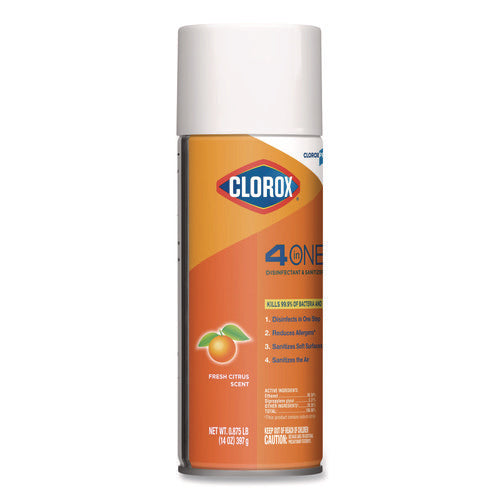 4-in-one Disinfectant And Sanitizer, Citrus, 14 Oz Aerosol Spray