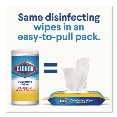 Disinfecting Cleaning Wipes, Flex Pack, 1-ply, 8 X 7, Lemon Scent, White, 75 Towels/box
