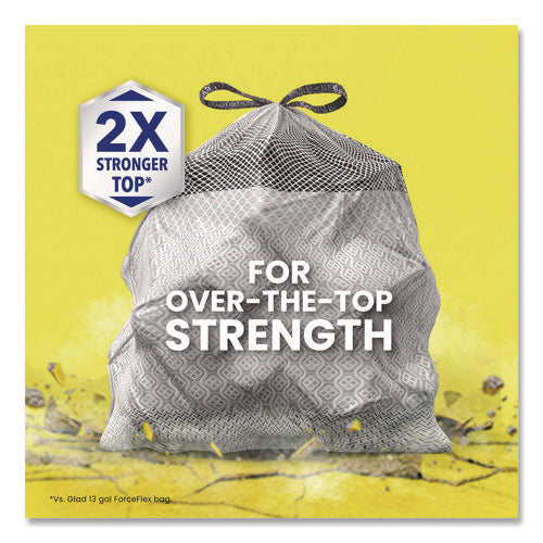 Forceflex Maxstrength Tall Kitchen Drawstring Trash Bags, 13 Gal, Fresh Clean Scent, 24 X 28, White, 34/box, 6 Boxes/carton