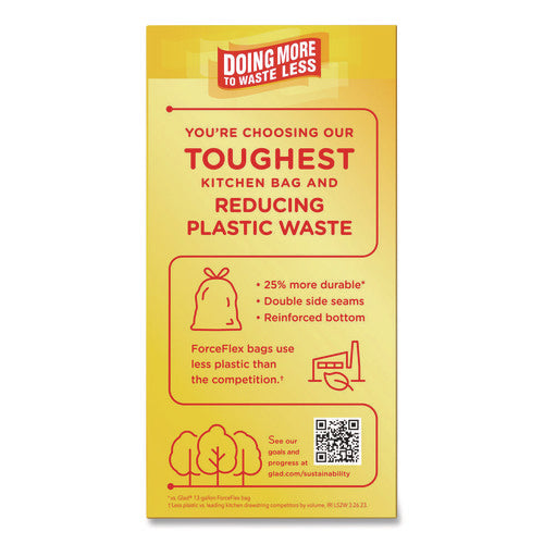 Forceflex Maxstrength Tall Kitchen Drawstring Trash Bags, 13 Gal, Fresh Clean Scent, 24 X 28, White, 34/box, 6 Boxes/carton