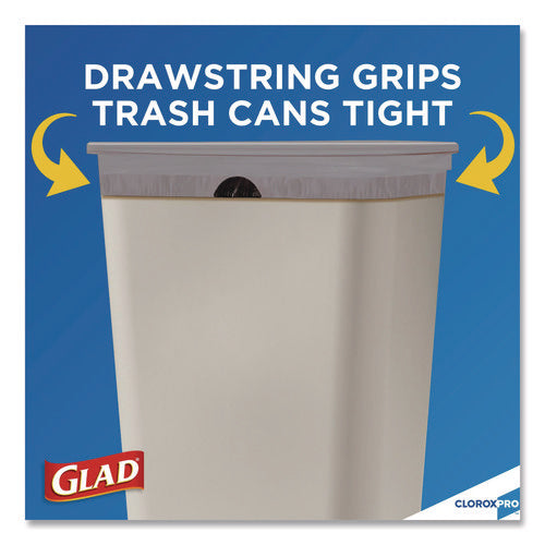 Cloroxpro Forceflex Tall Kitchen Drawstring Trash Bags, 13 Gal, 23.75 X 24.88, Gray, 100/box