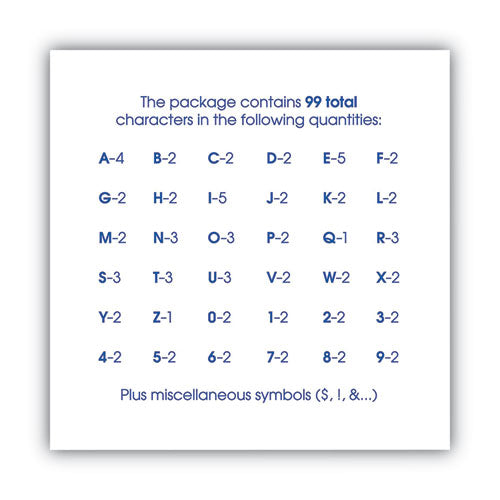 Peel-and-stick Letters, Numbers And Symbols, 2" Tall, Black Characters, White Background, 99 Pieces