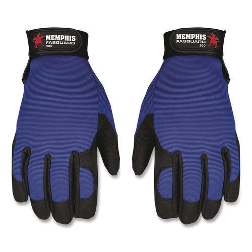 Memphis Gloves Fasguard Clarino Synthetic Leather Palm Multi-task Gloves, 9" Long, Large, Blue/black, Pair