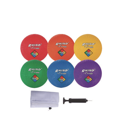 8.5" Playground Ball Set With Air Pump, Assorted Colors, 6/set