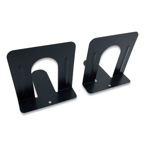Steel Bookends, Contemporary Style, Nonskid Base, 4.75 X 4.75 X 4.75, Black, Pair