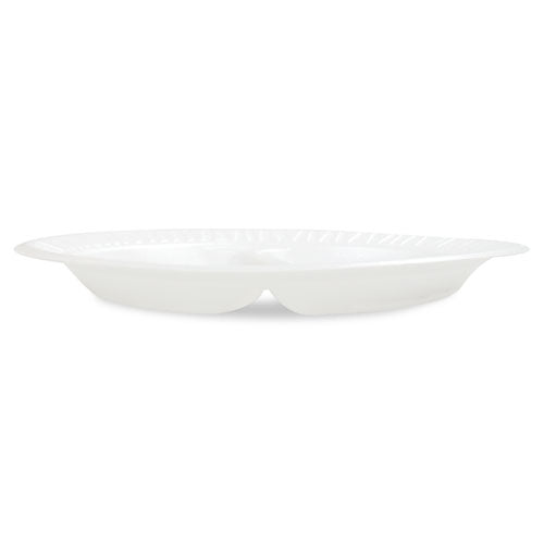 Concorde Foam Plate, 3-compartment Plate, 10.25" Dia, White, 125/pack, 4 Packs/carton