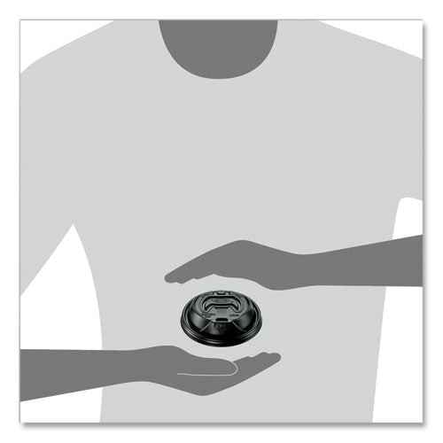 Optima Reclosable Lid, Fits 12 Oz To 24 Oz Hot Cups, Plastic, Black, 100/pack, 10 Packs/carton