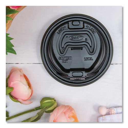 Optima Reclosable Lid, Fits 12 Oz To 24 Oz Hot Cups, Plastic, Black, 100/pack, 10 Packs/carton