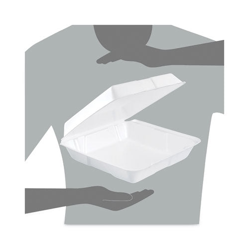 Insulated Foam Hinged Lid Containers, 9.3 X 9.5 X 3, White, 200/pack, 2 Packs/carton