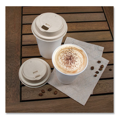 Molded Fiber Lids For Paper Cups, Proplanet Seal, Fits 10 Oz To 24 Oz Hot Cups, Tan, 1,000/carton