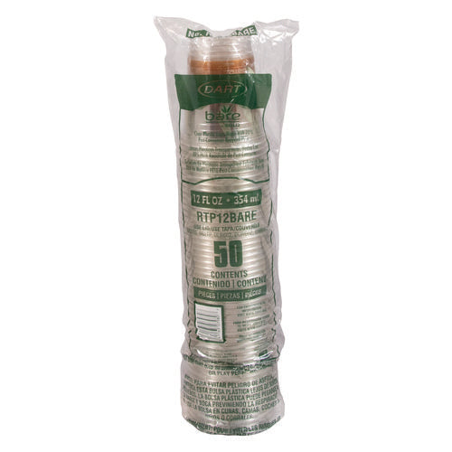 Bare Eco-forward Rpet Cold Cups, Squat, 12 Oz To 14 Oz, Plastic, Leaf Design, 50/pack