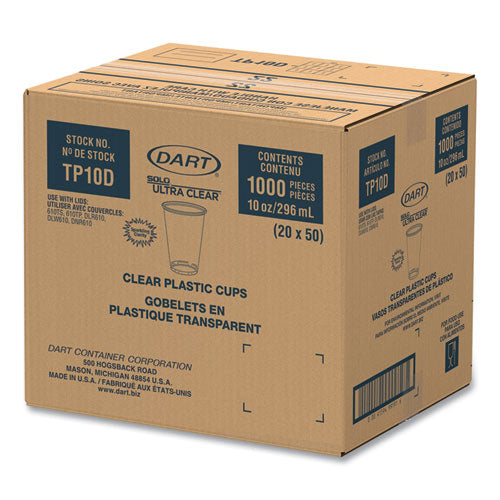 Ultra Clear Pet Cups, Tall, 10 Oz, Plastic, 50/bag, 20 Bags/carton