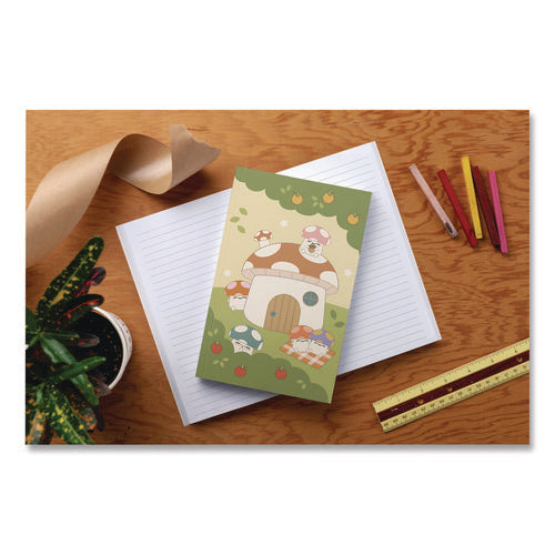 Smoko Mushroom Garden Layflat Notebook, 1-subject, Medium/college Rule, Green/tan/red Cover, (72) 8 X 5 Sheets