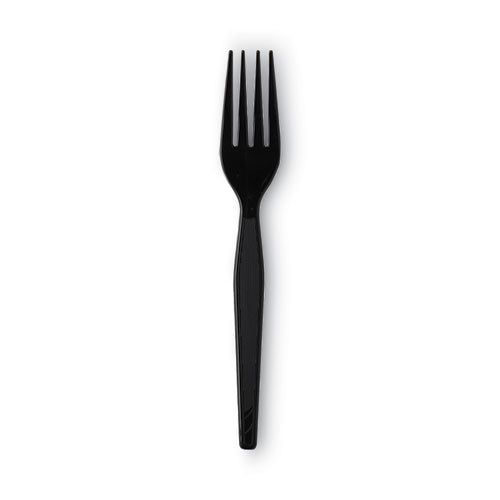 Individually Wrapped Heavyweight Forks, Plastic, Black, 1,000/carton