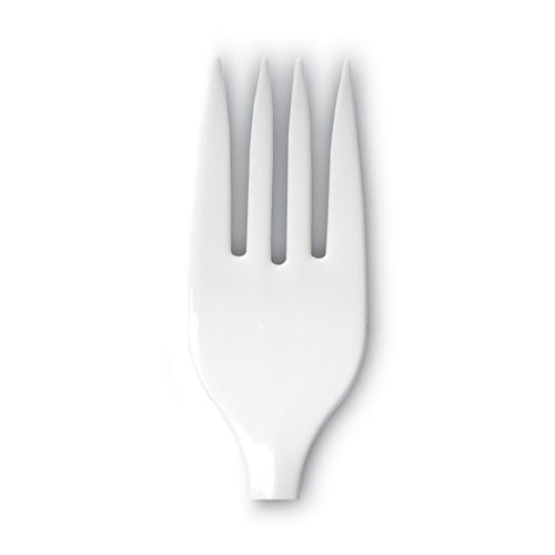 Plastic Cutlery, Mediumweight Fork, Plastic, White, 1,000/carton