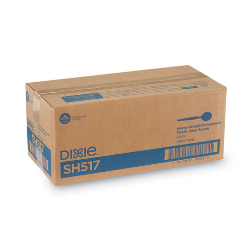 Plastic Cutlery, Heavyweight Soup Spoon, Black, 1,000/carton