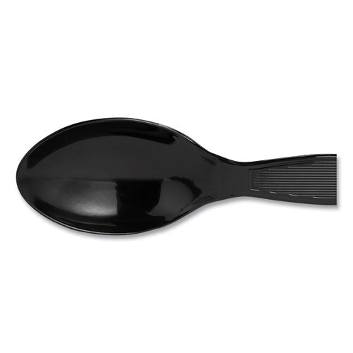 Plastic Cutlery, Heavyweight Spoon, Black, 1,000/carton