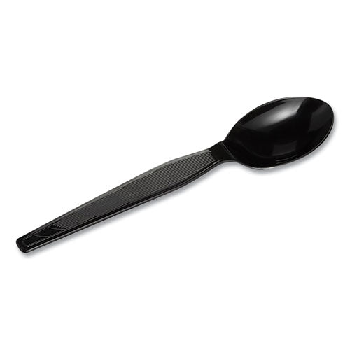 Plastic Cutlery, Heavyweight Spoon, Black, 1,000/carton
