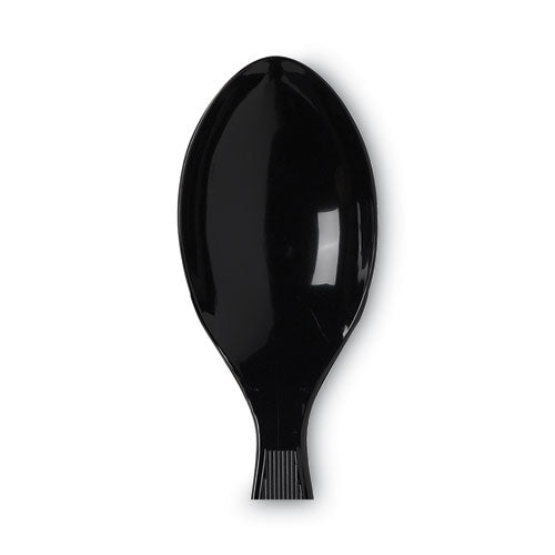Plastic Cutlery, Heavy Mediumweight Spoon, Black, 1,000/carton