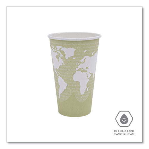 World Art Renewable And Compostable Hot Cups, 16 Oz, Paper, Moss, 50/pack