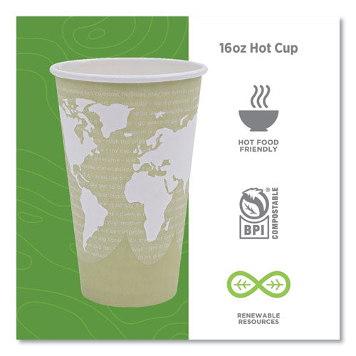 World Art Renewable And Compostable Hot Cups, 16 Oz, Paper, Tan, 50/pack, 20 Packs/carton
