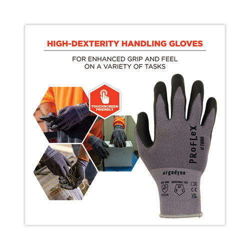 Proflex 7000 Nitrile-coated Gloves Microfoam Palm, En388: 4121a, 9" Long, Small, Gray, Pair