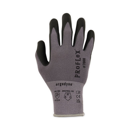 Proflex 7000 Nitrile-coated Gloves Microfoam Palm, En388: 4121a, 9" Long, Large, Gray, Pair