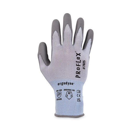 Proflex 7025 Ansi A2 Pu Coated Cr Gloves, En388: 2x42b, 9" Long, Large, Blue, 12 Pairs