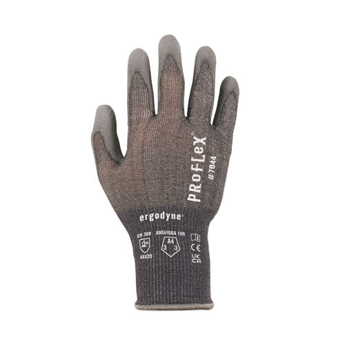 Proflex 7044 Ansi A4 Pu Coated Cr Gloves, En388: 4x42d, 9" Long, Xx-large, Gray, 12 Pairs
