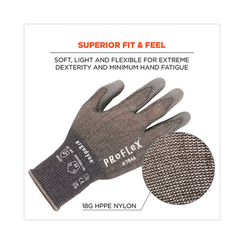 Proflex 7044 Ansi A4 Pu Coated Cr Gloves, En388: 4x42d, 9" Long, Small, Gray, Pair