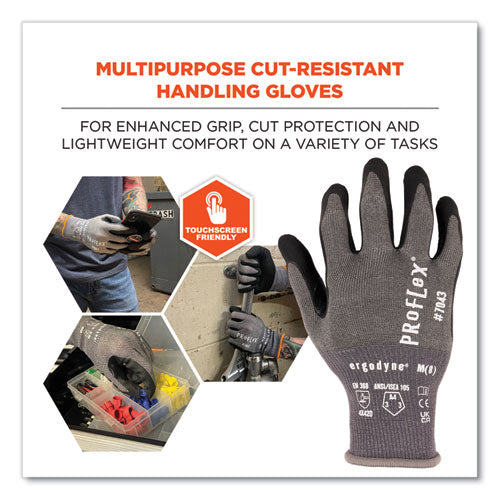 Proflex 7043 Ansi A4 Nitrile Coated Cr Gloves, En388: 4x42d, 9" Long, Small, Gray, Pair