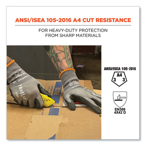 Proflex 7043 Ansi A4 Nitrile Coated Cr Gloves, En388: 4x42d, 9" Long, Small, Gray, Pair