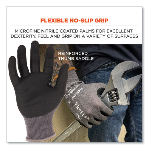 Proflex 7043 Ansi A4 Nitrile Coated Cr Gloves, En388: 4x42d, 9" Long, Small, Gray, Pair